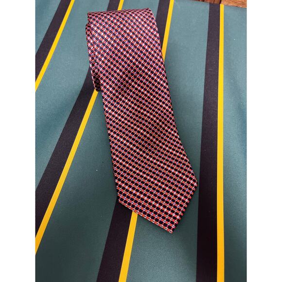 Jos. A. Bank Men's Traveler Orange Geometric Stain Resistant Silk Classic Tie - Picture 2 of 5